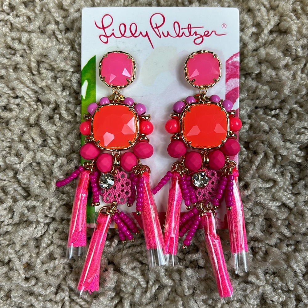 NWT Lilly Pulitzer kitschy coral waterside earrings - Picture 2 of 5